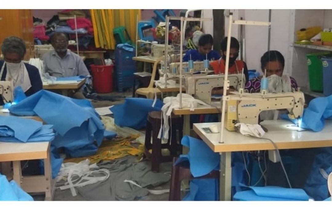 PPE Kits, Bags and Tops produced by our trainees at our Skilling Unit